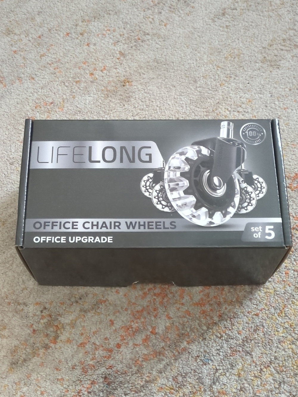 Office Chair Wheels - Clear/Black (Set of 5)
